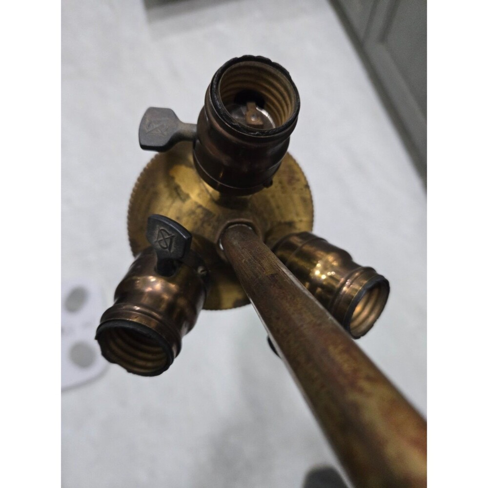 Vintage 3-Light Lamp Cluster Socket Assembly Riser Rod Finial Part Repair